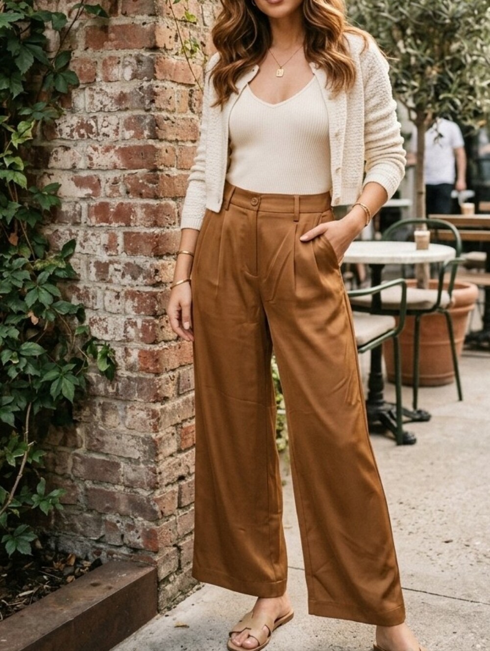 Cato New Rustic Gold Wide Leg High Waist Pants Womens Size 14 Boho Office Career